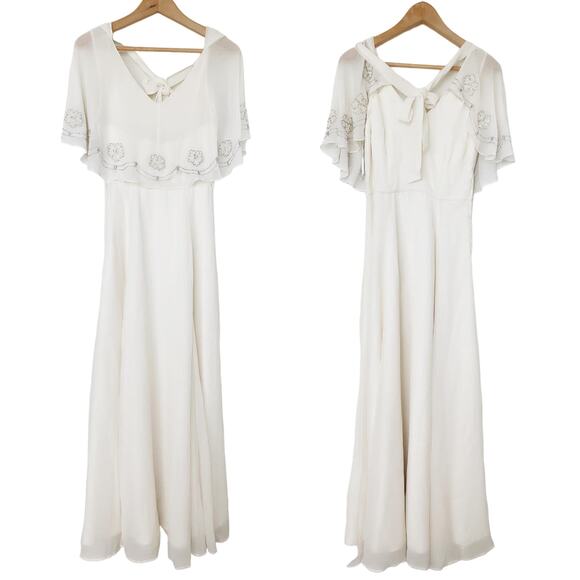 MODCLOTH Cape May Beaded Gown Maxi Dress in White Size 2 - Picture 3 of 11